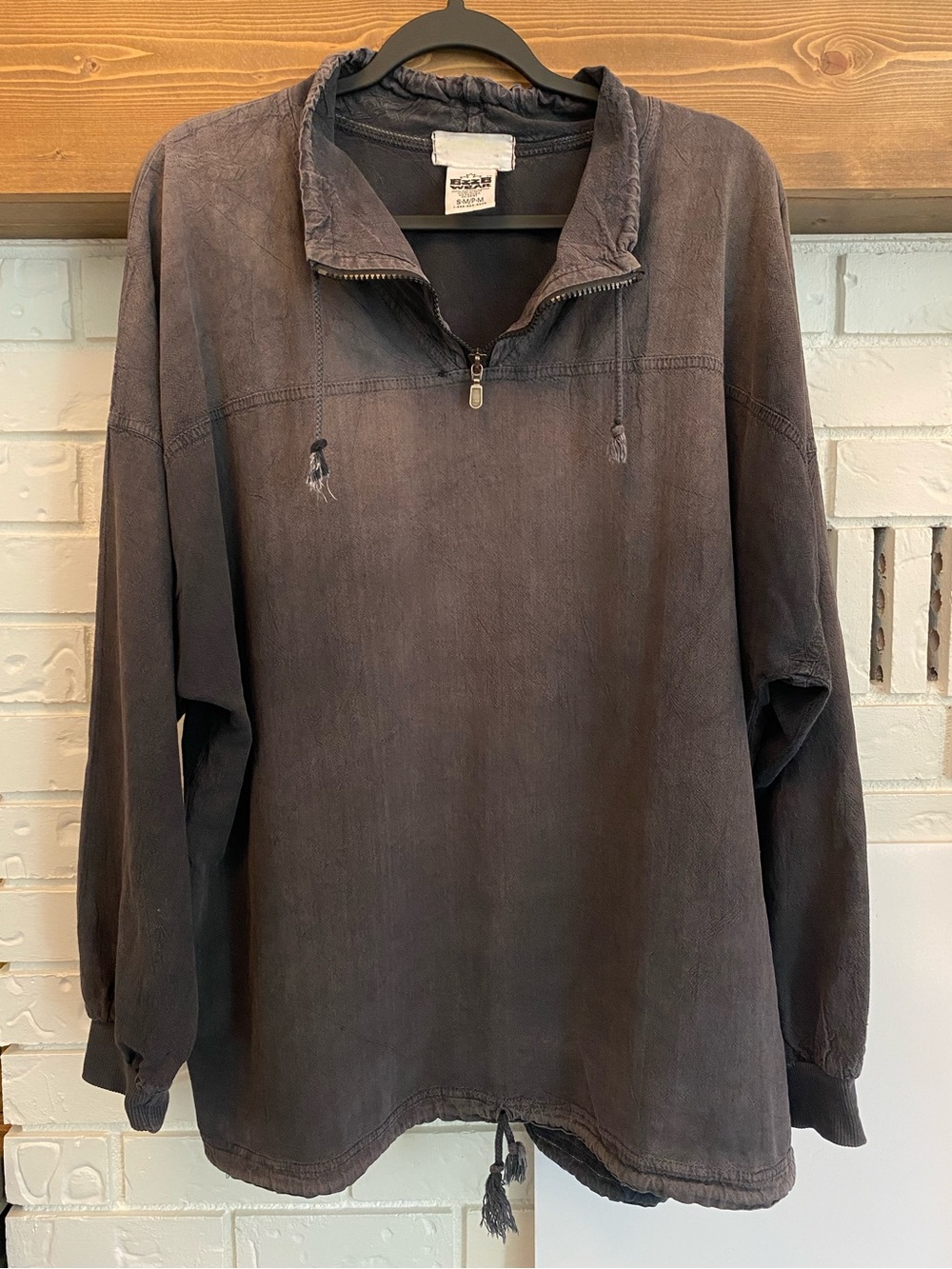 šØš¦ Vintage Ezze Wear Honey Komb Boho Acid Wash 1/4 Zip Large Streetwear 90s